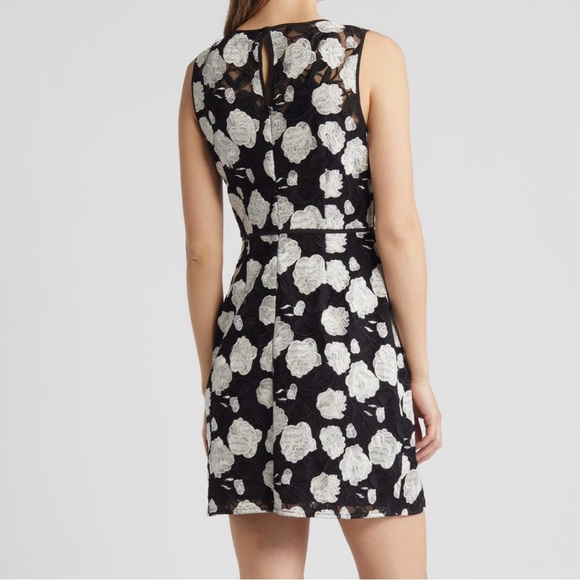 Sam Edelman Black White Floral Embroidered Lace Sheath Dress Size 8 NWOT - Picture 3 of 11